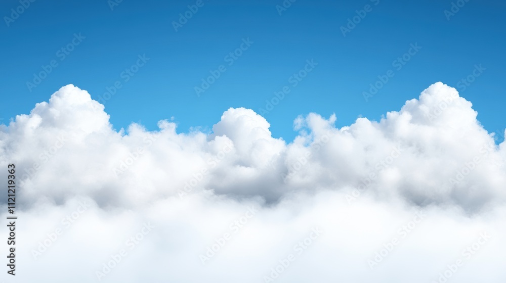 Clear Blue Sky with Fluffy White Clouds, Symbolizing a Perfect Day Clear Blue Sky with Fluffy White Clouds, Symbolizing a Perfect Day