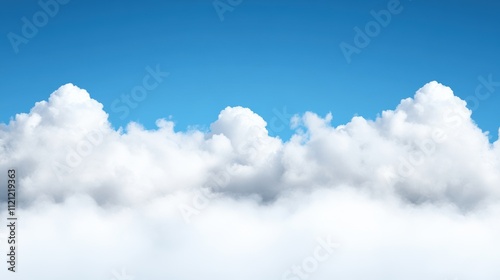 Clear Blue Sky with Fluffy White Clouds, Symbolizing a Perfect Day
