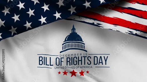 Wallpaper Mural bill of rights day text animation with US flag waving Torontodigital.ca