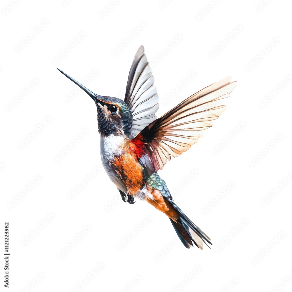 Fototapeta premium A Vibrant Hummingbird in Motion: Capturing the Beauty of Nature's Tiny Marvels