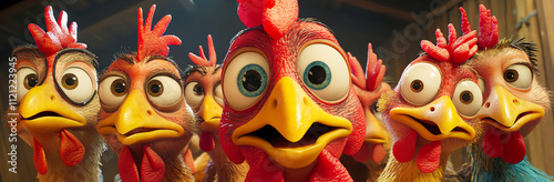 surprised chickens, AI generated