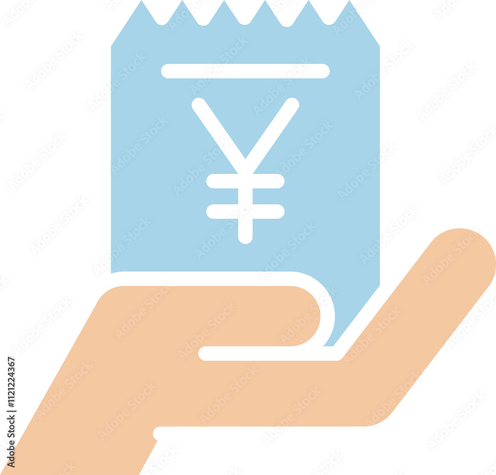 Obraz premium Hand Holding Yen Bill Icon