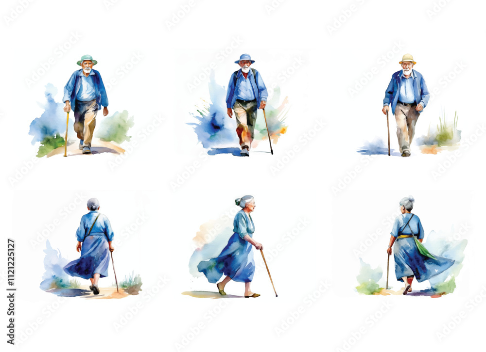 Fototapeta premium a old man water color Illustration