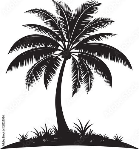 silhouette of coconut tree