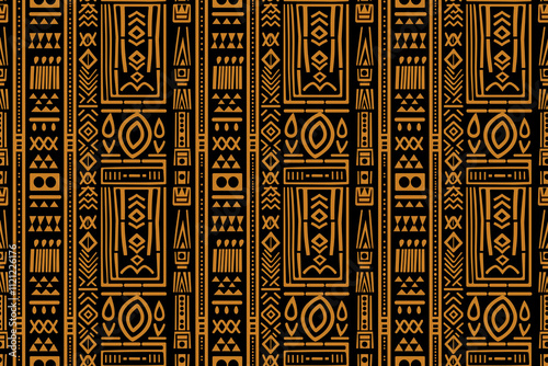 Seamless tribal african brown and black pattern background