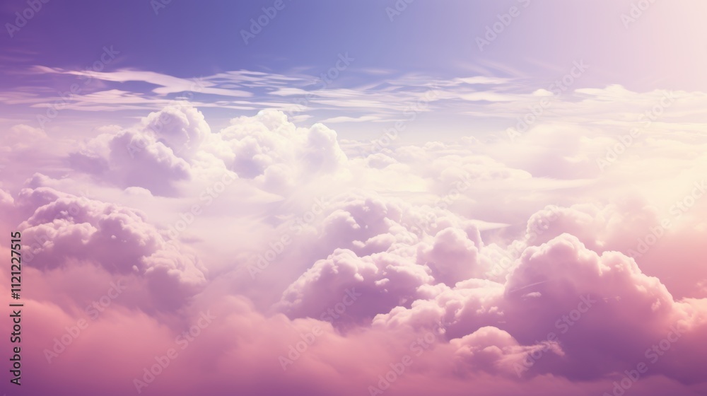 Soft Pastel Sky with Fluffy Pink and Purple Clouds, Dreamy Dawn or Dusk Atmosphere Soft Pastel Sky with Fluffy Pink and Purple Clouds, Dreamy Dawn or Dusk Atmosphere