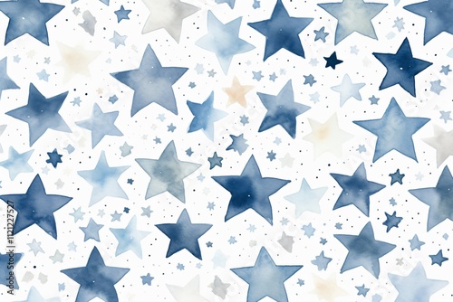 Watercolor blue and gray stars pattern background