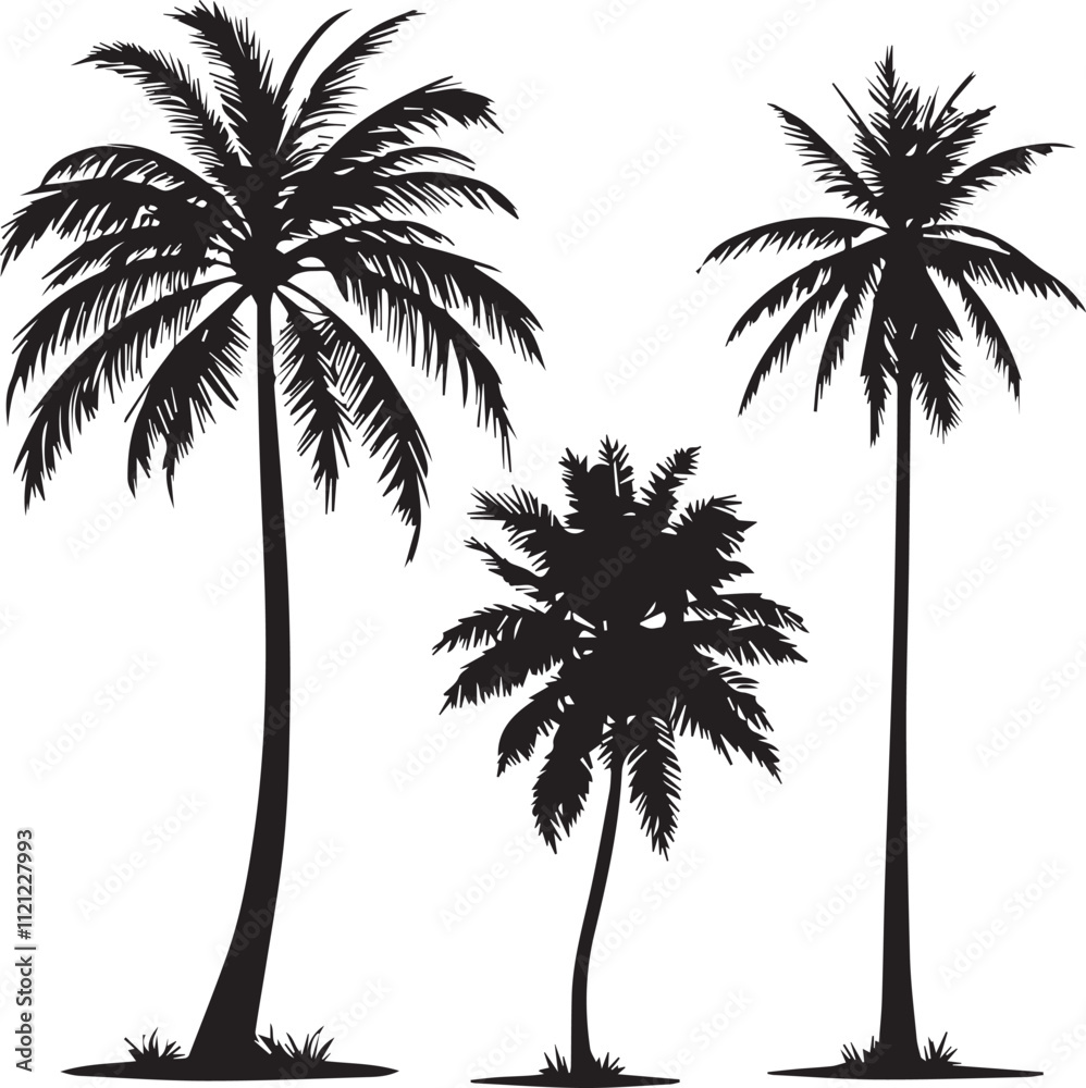 silhouette of coconut tree silhouette of coconut tree