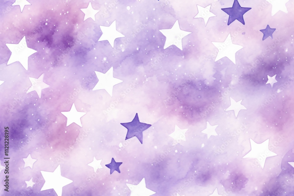 Watercolor purple and white stars pattern background Watercolor purple and white stars pattern background