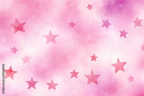 Watercolor pink stars pattern background