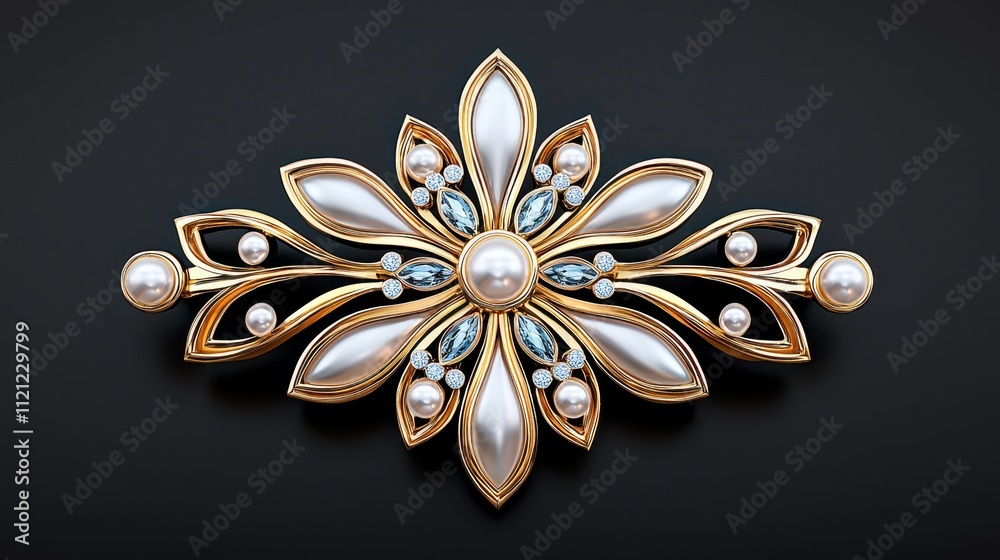 Fototapeta premium Intricate Hair Ornament Design Featuring Lustrous Pearls and Gems