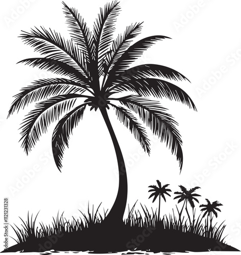silhouette of coconut tree