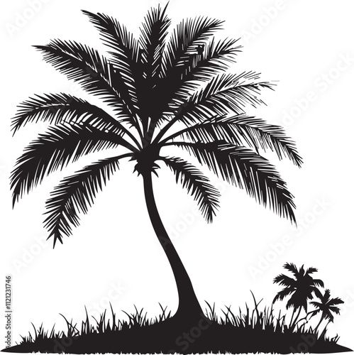 silhouette of coconut tree