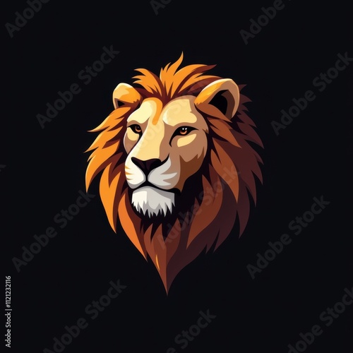 Lion head logo. Mascot lion face logotype. Symbol of power or srength logo king of the jungle photo