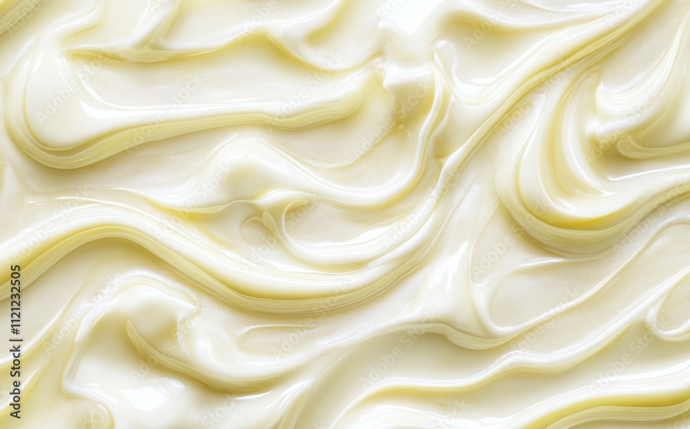 Fototapeta premium クリーミーな白いクリームが流れるような形状を形成している様子