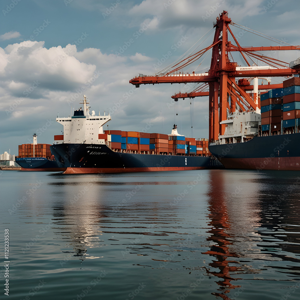 Fototapeta premium Large cargo ship with containers
