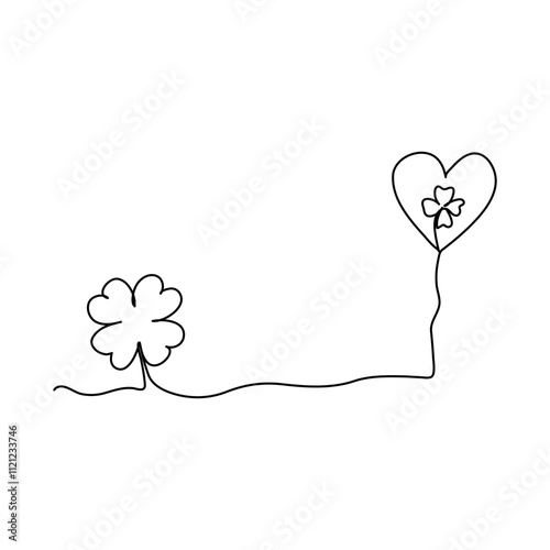 Continuous one line art St Patricks Day Leprechaun hat  Irish St-Patrick’s Day Symbol of Holy Trinity