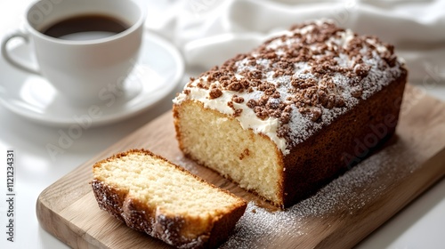 Delectable Homemade Pound Cake Slice with Coffee