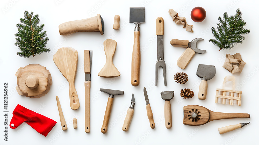 tools used in Santa workshop isolated on white tools used in Santa workshop isolated on white