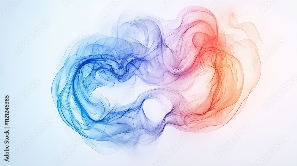 Flowing Colorful Smoke Design in Blue and Red Shades with Soft Texture on Light Background for Abstract Art Use Flowing Colorful Smoke Design in Blue and Red Shades with Soft Texture on Light Background for Abstract Art Use
