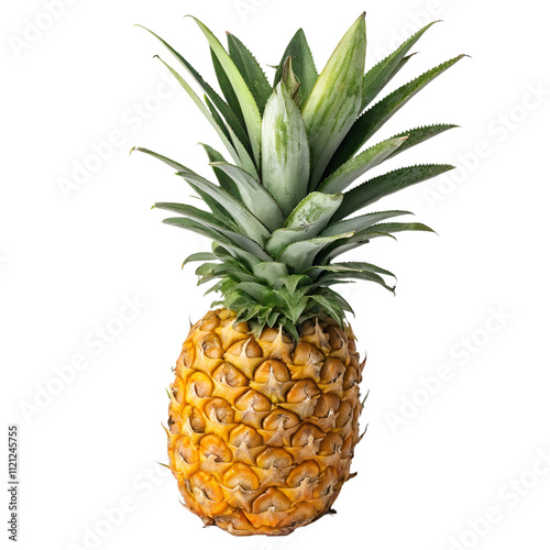 A whole pineapple isolated on a transparent background