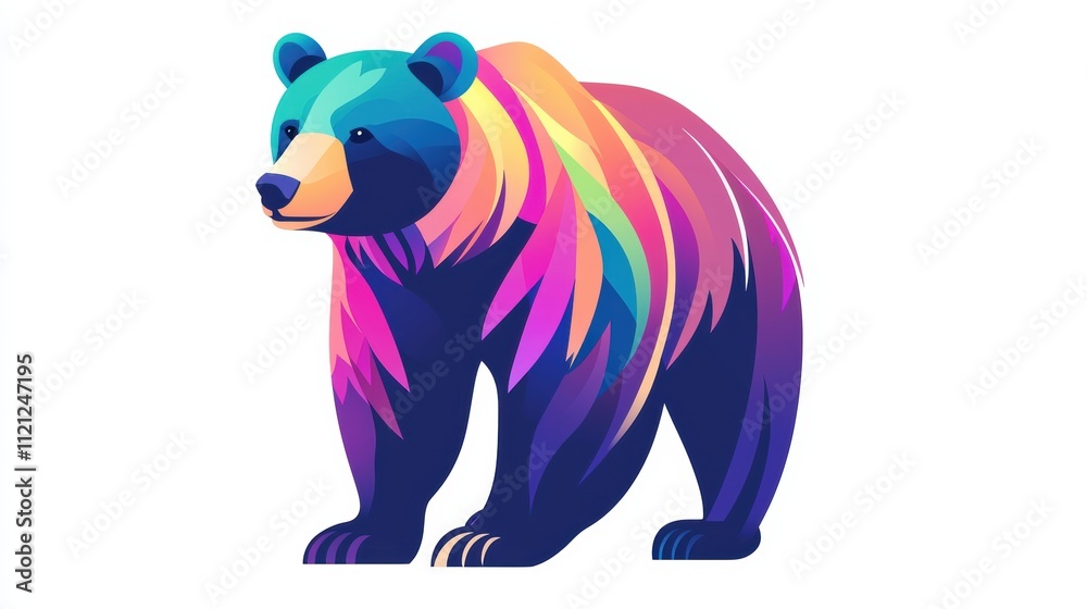 Fototapeta premium Colorful bear illustration wildlife art digital artwork nature vibrant design concept