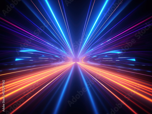 Fantastic abstract light technology background glows in the dark of comeliness