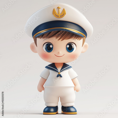 Cute sailor cartoon, 3D digital art illustration. AI generated images.	