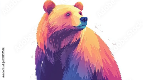 Vibrant bear portrait forest background digital artwork colorful illustration wildlife concept photo