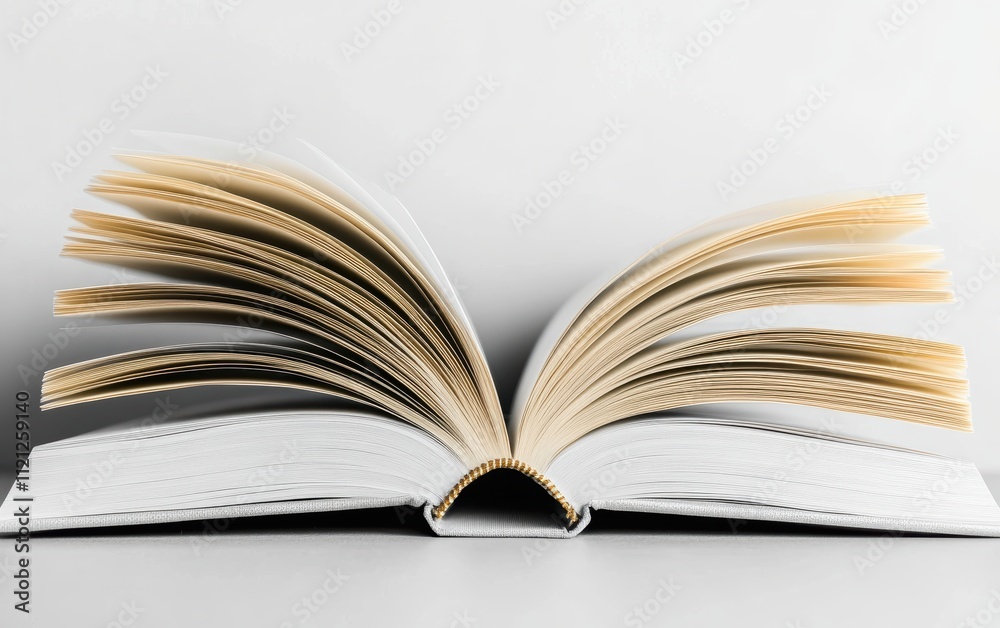 Obraz premium ページが大きく開いた本が重なり合う様子と柔らかい光