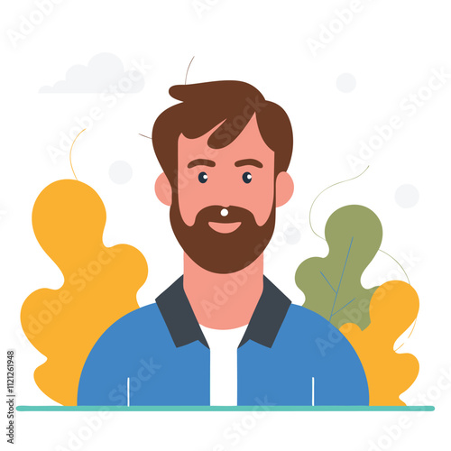 Man with a beard and mustache. Vector illustration in a flat style.