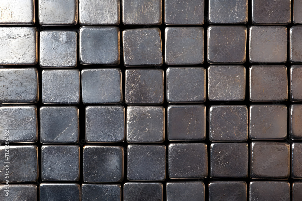 Naklejka premium Palladium bars or ingots are arranged on a reflective surface, showcasing the precious metal with a polished and shiny appearance, symbolising luxury, investment, and the precious metal industry.