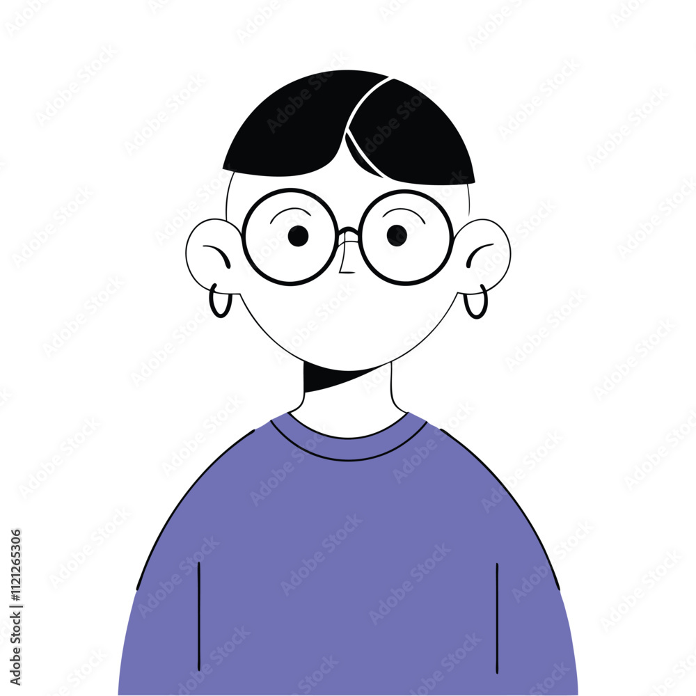 Fototapeta premium Cute boy with glasses. Vector illustration in a flat style.
