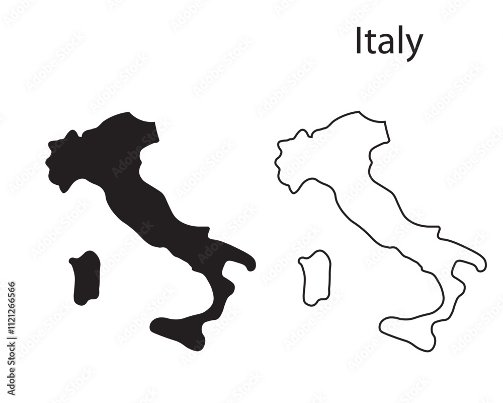 Italy map vector illustration, scribble sketch Republic of Italy map, Italy map silhouette Italy map vector illustration, scribble sketch Republic of Italy map, Italy map silhouette