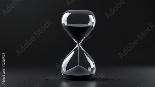 Hourglass, time management, flowing sand, minimalistic design, gray background, concept of time, deadlines, hourglass concept, modern aesthetics, simplicity in design, elegance, focus