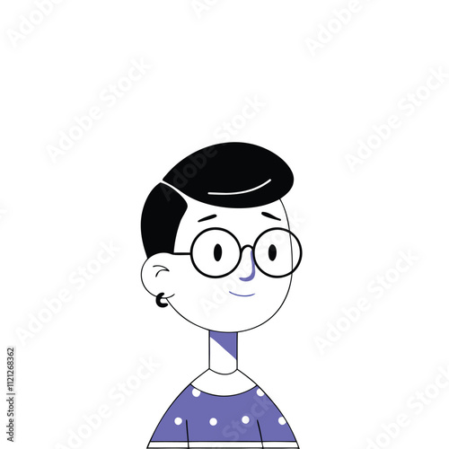 Cute little boy with glasses. Vector illustration in cartoon style.