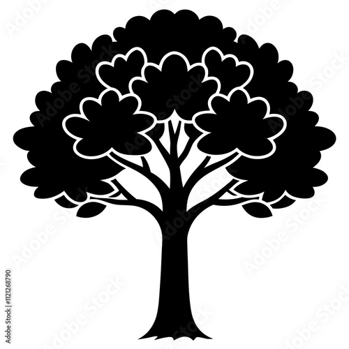 Knowledge Tree silhouette black vector illustration and white background photo