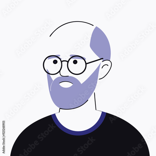 Man with beard and glasses. Vector illustration in flat design style.