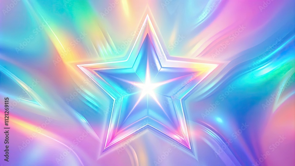 Abstract holographic background with a blurred star design in glowing pastel gradients , holographic, abstract, star Abstract holographic background with a blurred star design in glowing pastel gradients , holographic, abstract, star