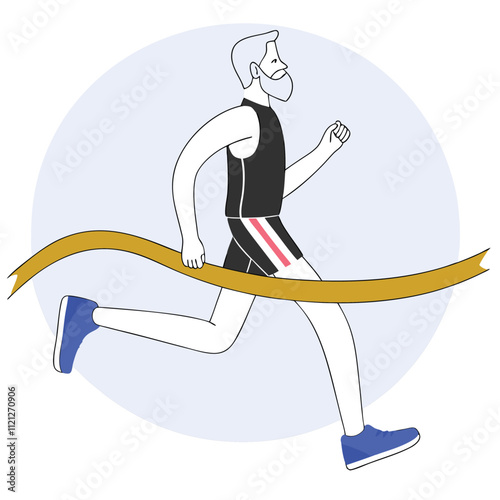 Running man. Marathon runner. Vector illustration in flat design style.