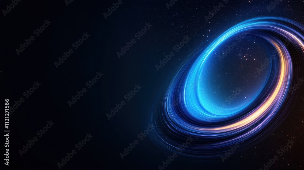 Obraz premium Abstract depiction of a cosmic vortex with glowing rings.