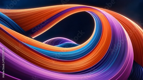Colorful abstract wave patterns ripple against a starry cosmic backdrop, creating a dynamic and visually striking composition. 