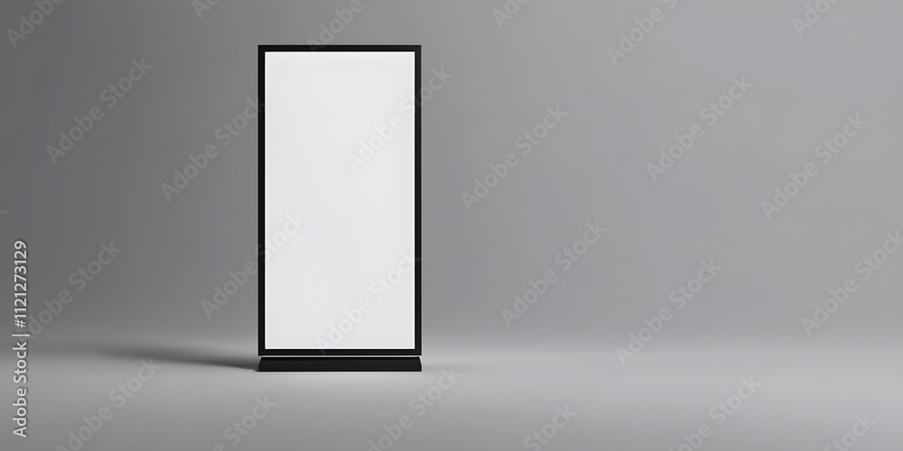Blank Vertical Signage Display on Gray Background Blank Vertical Signage Display on Gray Background