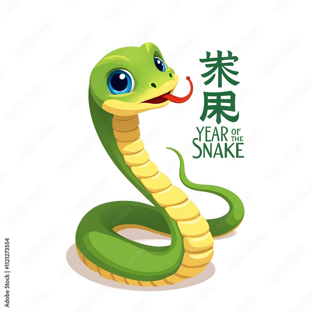 Fototapeta premium Adorable Cartoon Snake: Celebrating the Year of the Snake