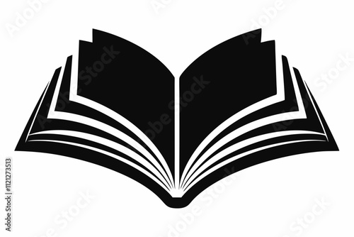 OpenBook silhouette black vector illustration and white background