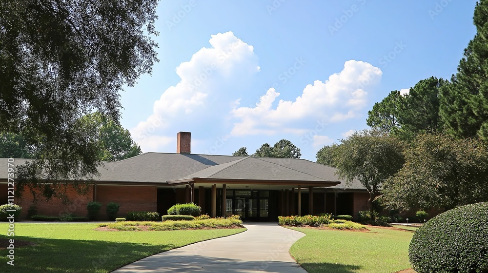 Senior care facility exterior with well-maintained garden and welcoming entrance. Emphasizing comfort and dignity in elderly living environments. Senior care facility exterior with well-maintained garden and welcoming entrance. Emphasizing comfort and dignity in elderly living environments.