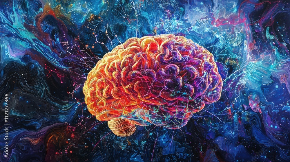 Obraz premium Exploring brain functionality abstract universe digital art cosmic environment vivid imagery