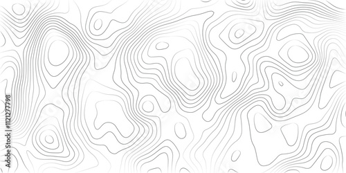 Abstract black and white topographic contours lines of mountains. Topography map art curve drawing. vector illustration.