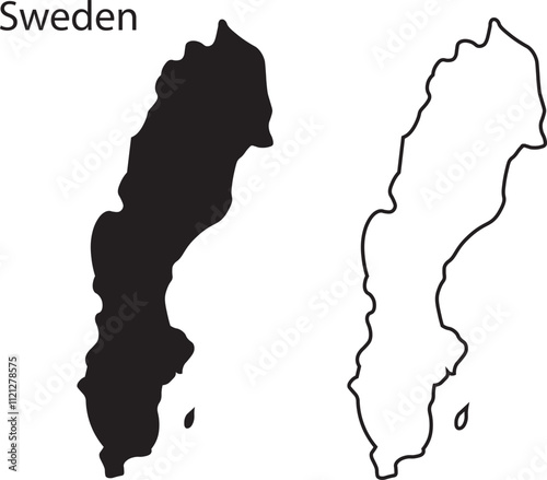 Sweden map vector illustration, scribble sketch Republic Sweden map, Sweden map silhouette, Sweden country