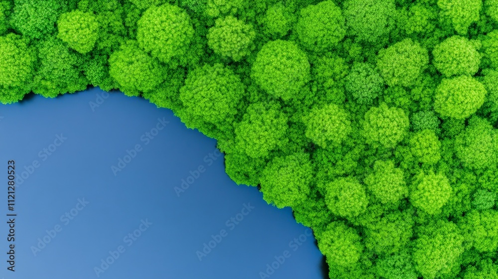 Lush Green Moss on Blue Background Lush Green Moss on Blue Background